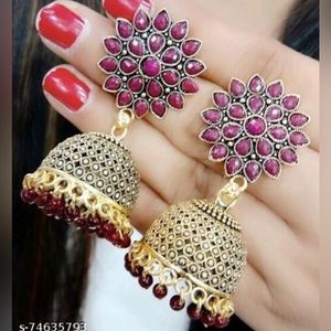 Sunflower Jhumka (Maroon and Black colour)